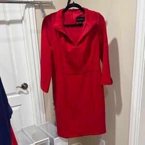 Versatile collar Vibrant Red Long Sleeve Dress